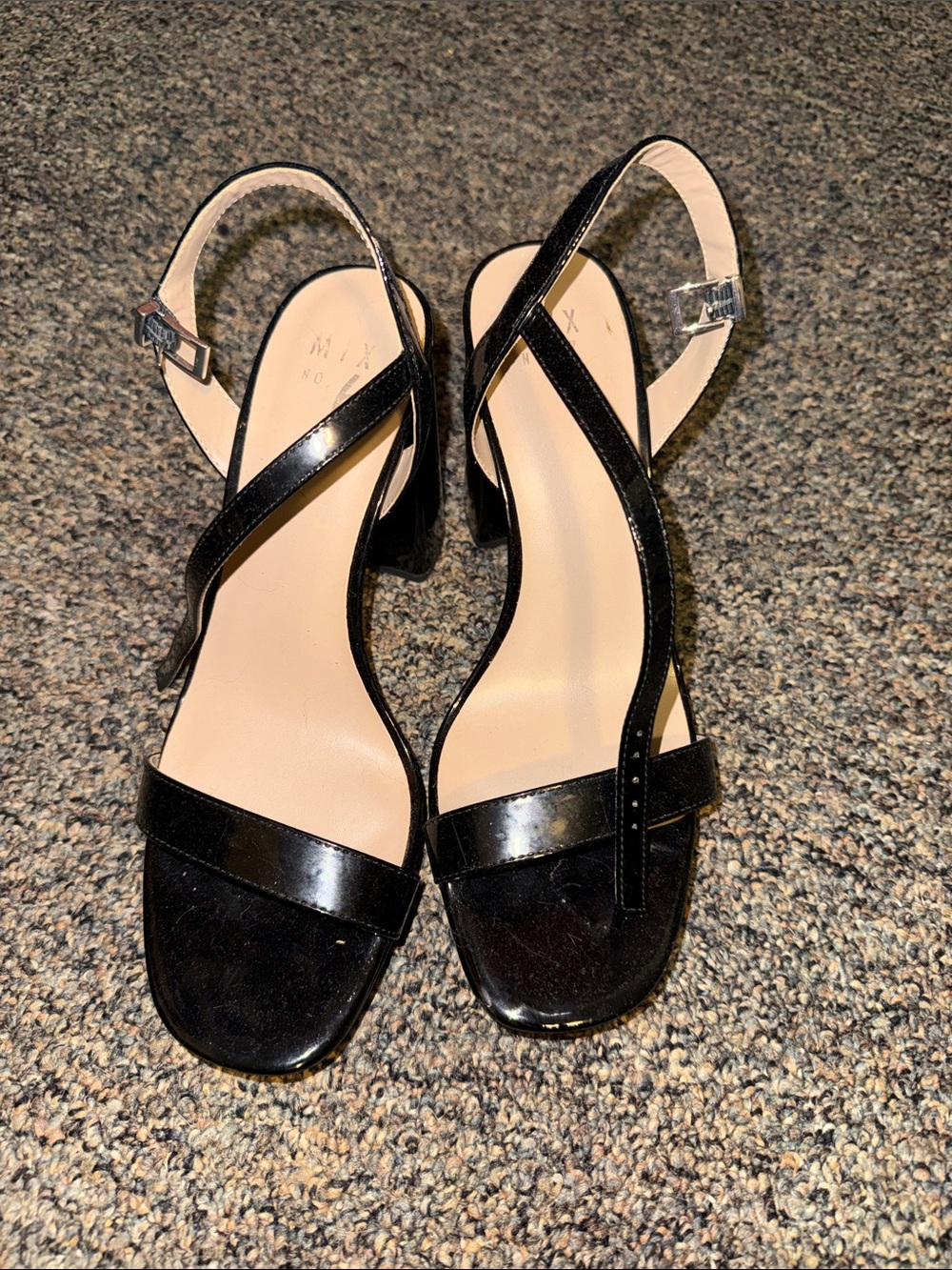 Women's Black Strappy Block Heel Sandals
